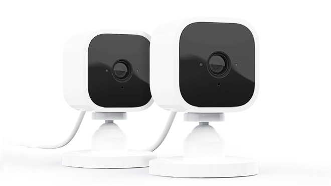 Blink Mini indoor security camera on a shelf at home